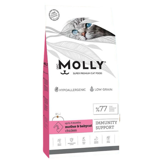 Molly mother & baby 15 kg للقطط الصغيرة والأم بنكهة الدجاج شوال