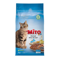 Mito adult mix 15 kg للقطط البالغة بنكهة الدجاج والسمك واللحم شوال