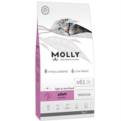 Molly indoor light & sterillised 2kg للقطط المعقمة بنكهة الدجاج