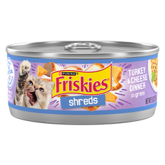 Friskies Shreds Turkey and Cheese Dinner in Gravy Wet Cat Food 156G