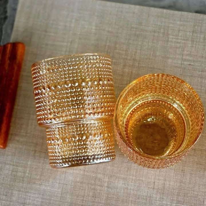 طقم كاسات عصير كرستال لون عسلي